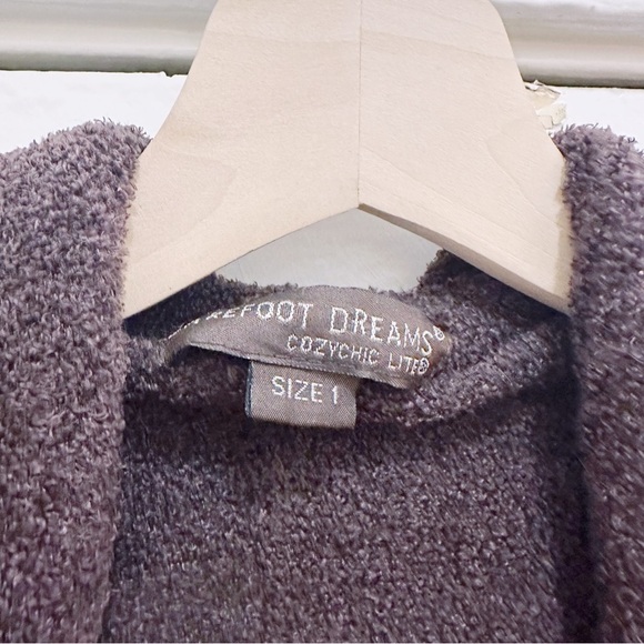 Barefoot Dreams Cardigan Cozy Chic Lite Brown Hoodie Pockets Malibu - Picture 3 of 5